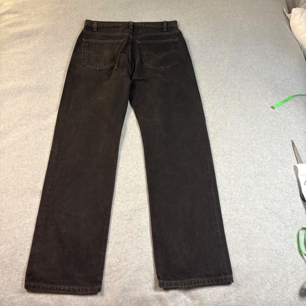 Vintage 1999 Levis 505 Solid Black Jeans No Labels Rare Button 217 Canada 32x32 - Picture 14 of 16